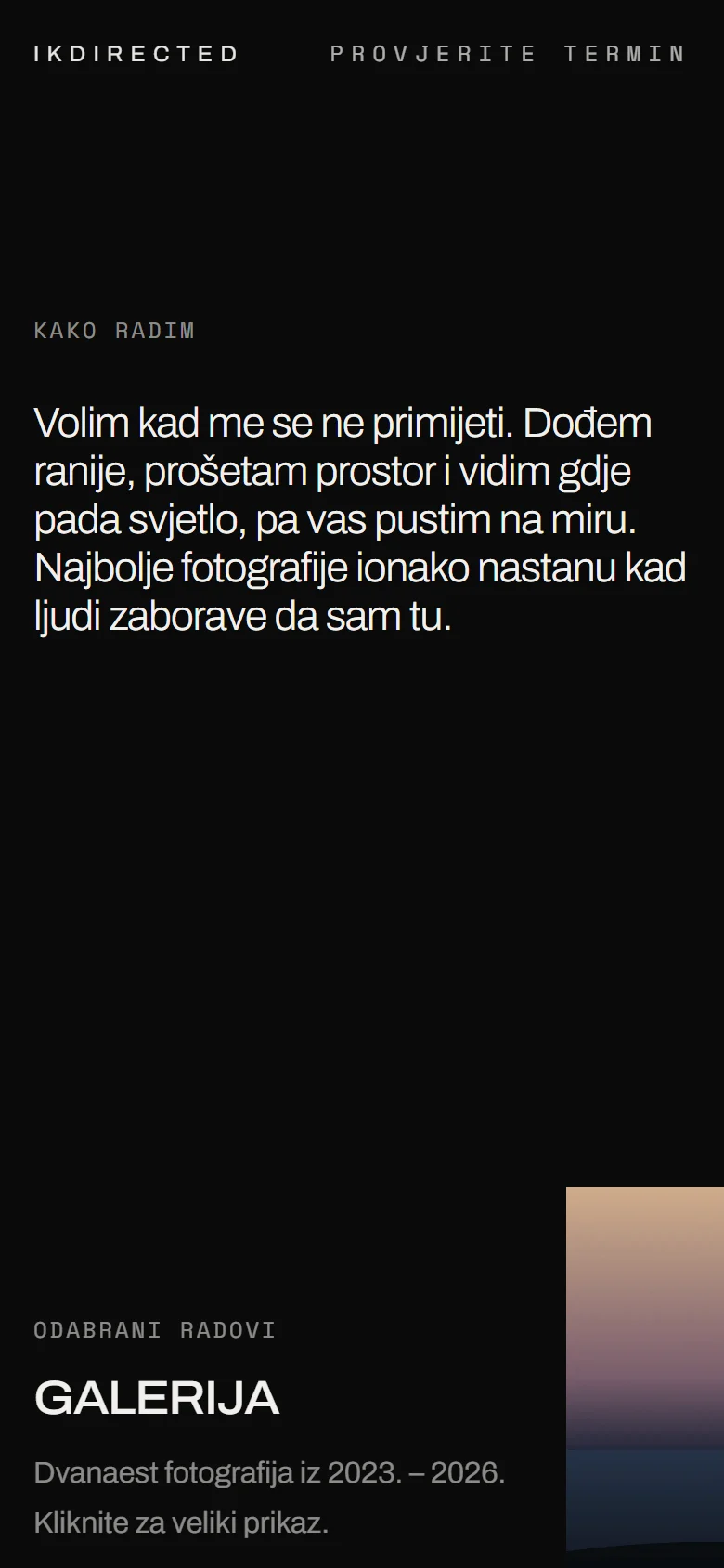 IK directed na mobitelu: osobni uvod fotografkinje.