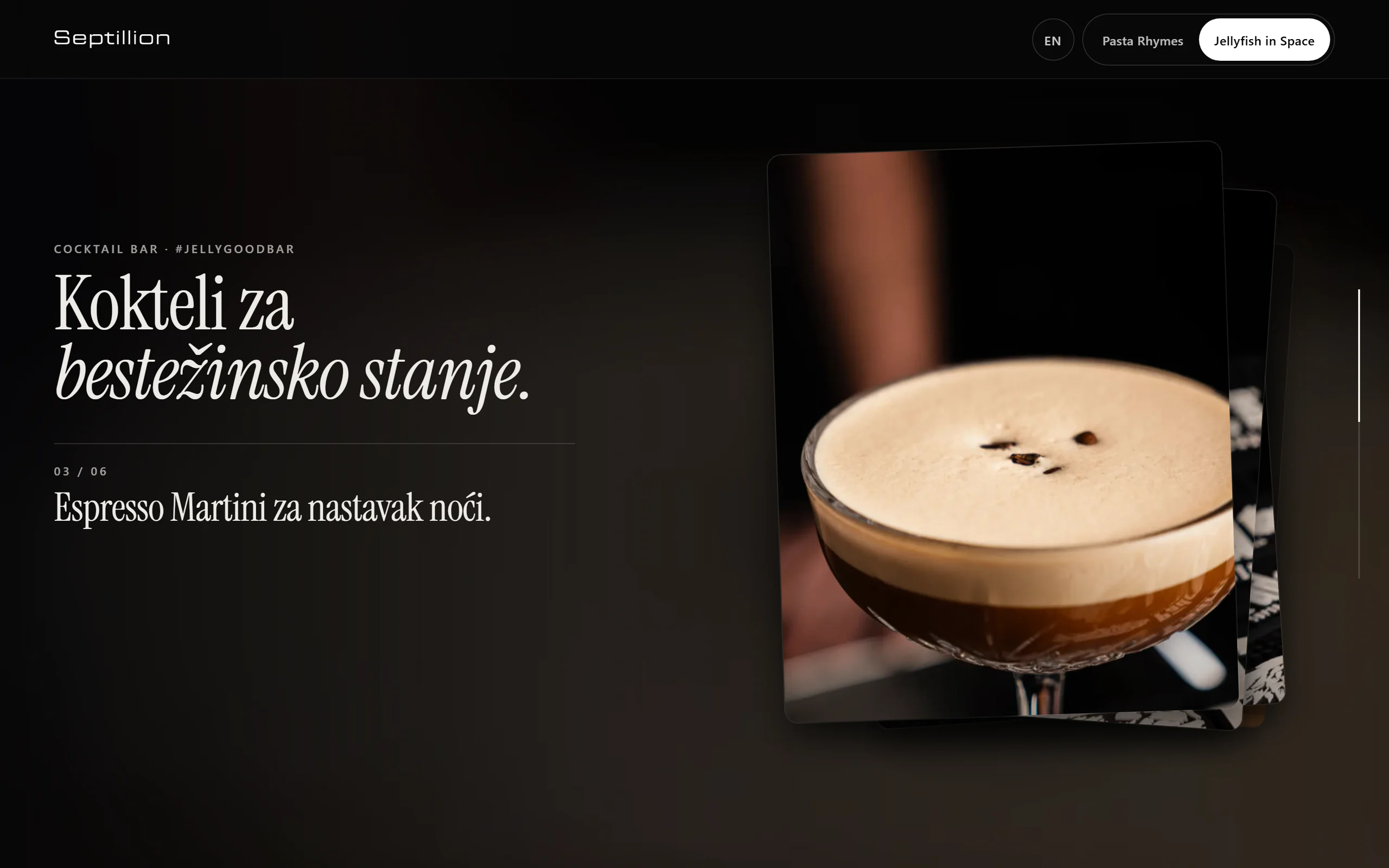 Jellyfish in Space: Espresso Martini kao jedna od scena koktela.