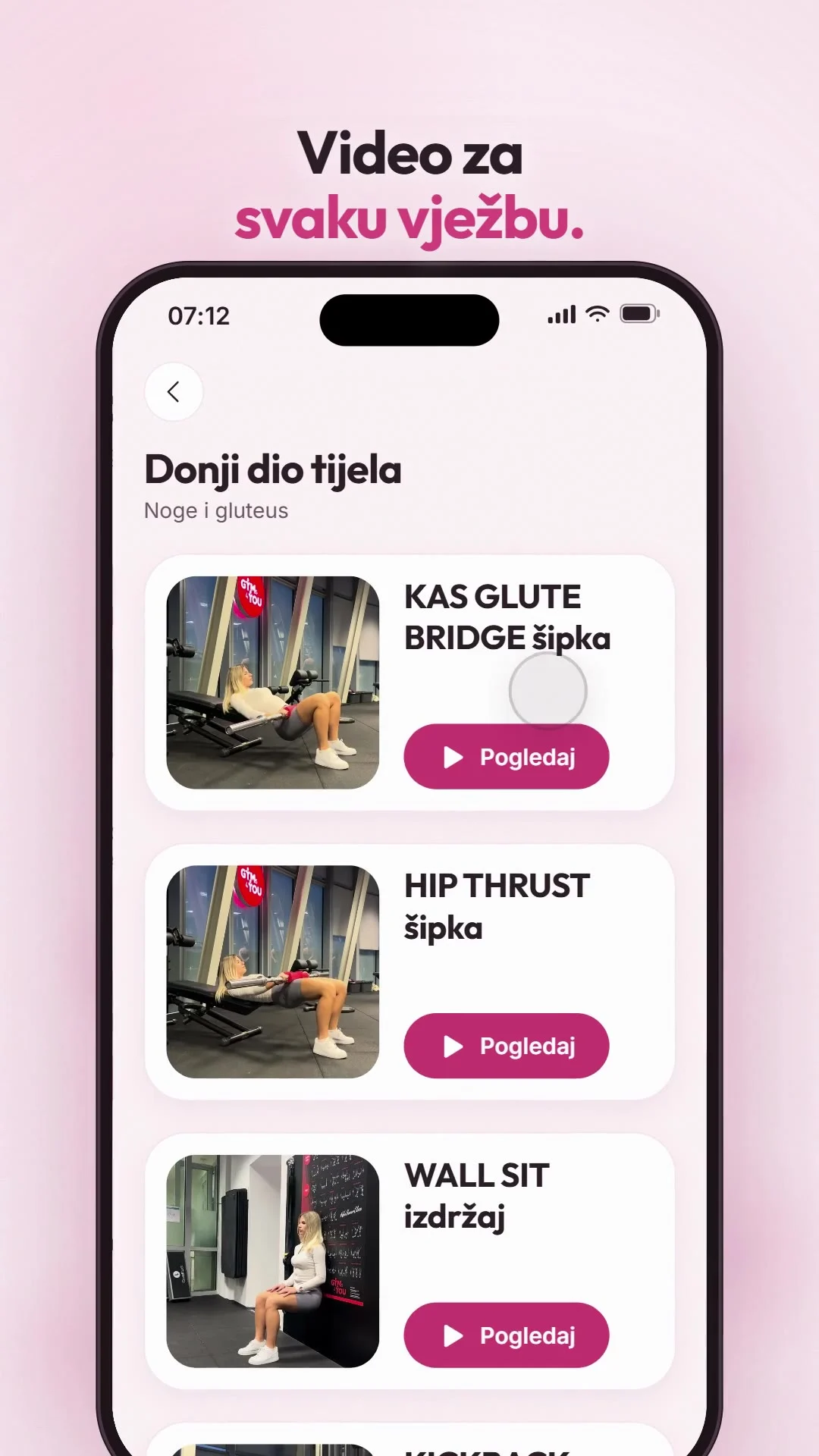 Marta Fitness: popis vježbi za donji dio tijela, uz video za svaku vježbu.